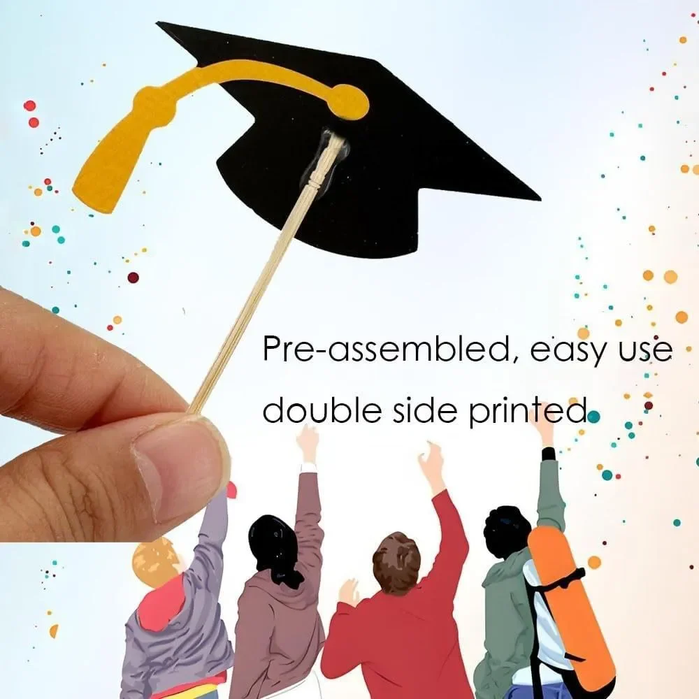 2026 Graduation Cupcake Toppers, 48 PCS Food/Appetizer Picks For